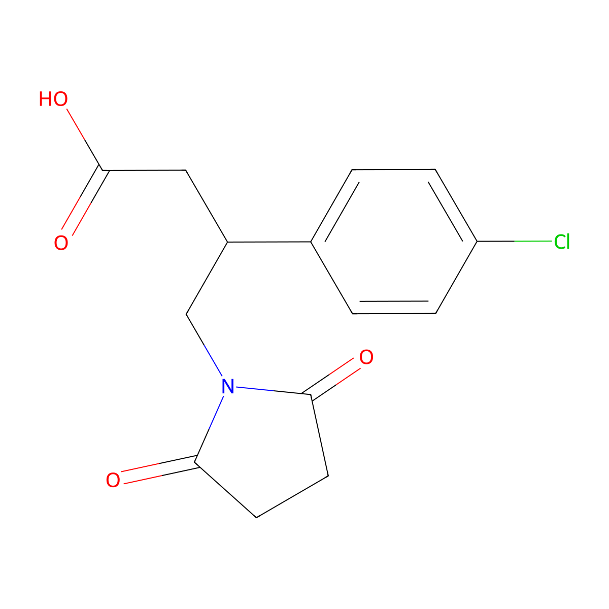 3-(4-Chlorophenyl)-4-(2,5-dioxopyrrolidin-1-yl)butanoic acid molecular structure, CAS 2753181-30-3