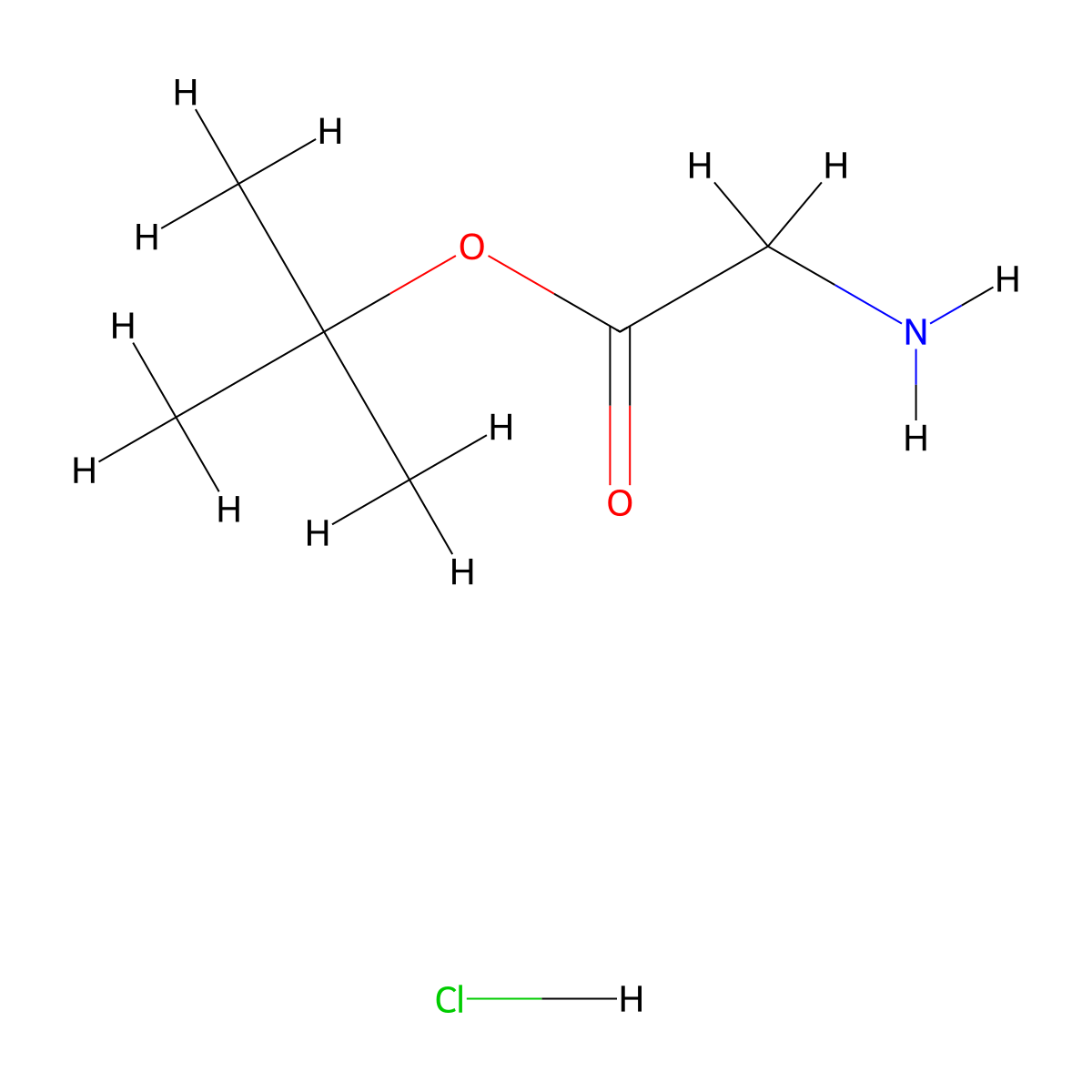 Glycine tert-butyl ester hydrochloride molecular structure, CAS 27532-96-3