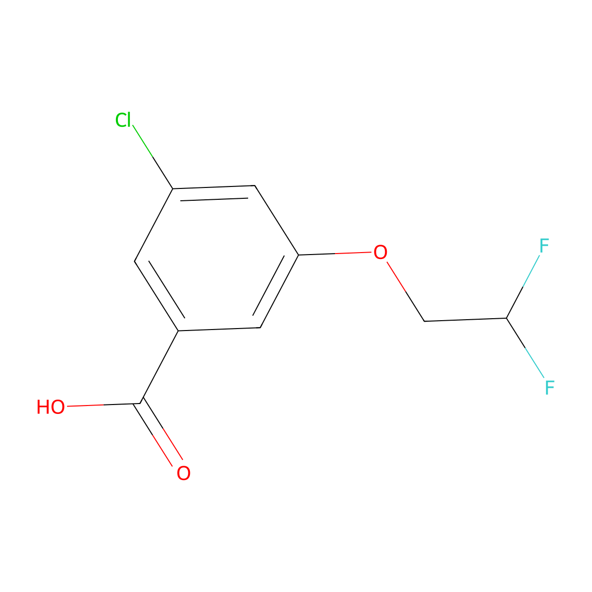 3-Chloro-5-(2,2-difluoroethoxy)benzoic acid molecular structure, CAS 2753306-93-1
