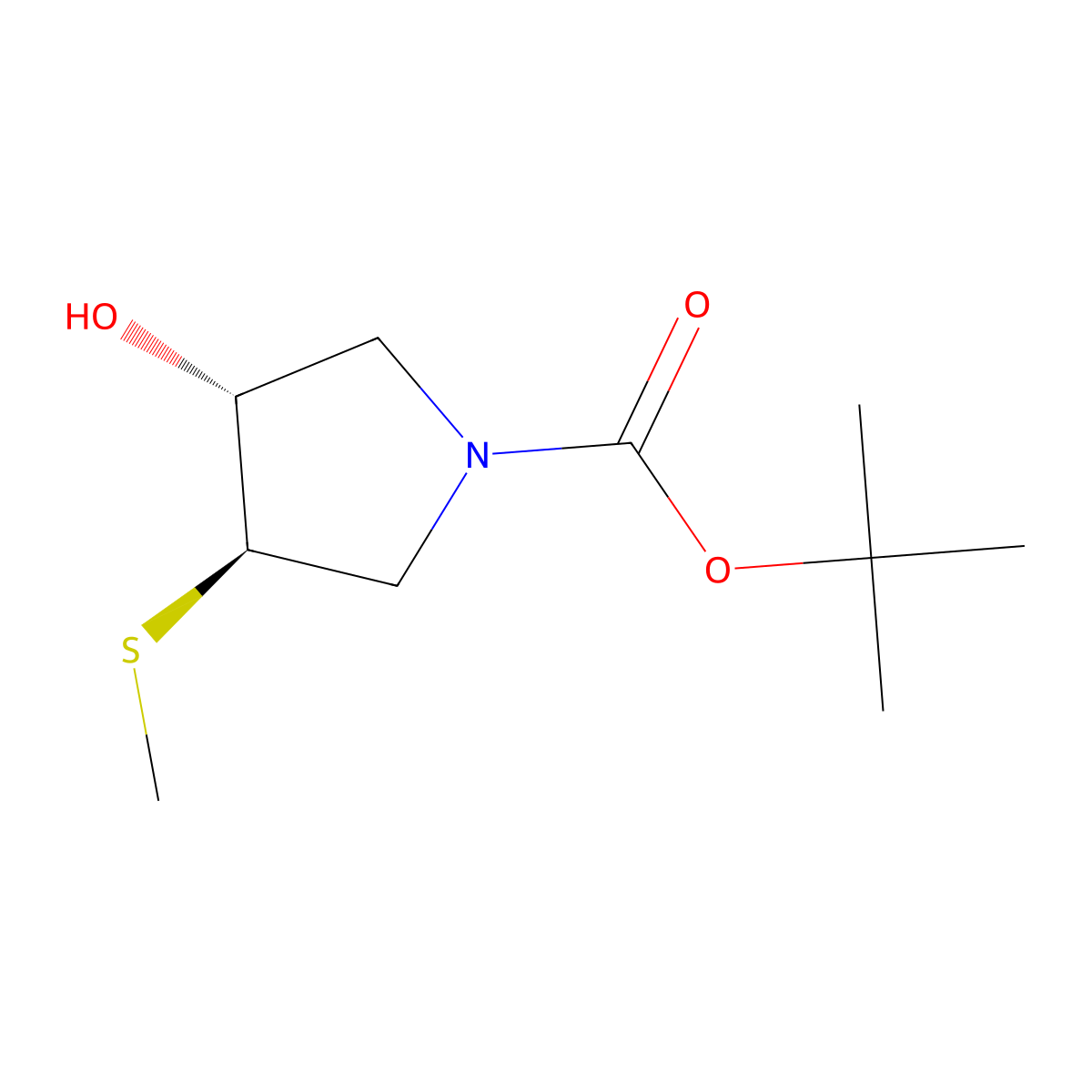 Tert-butyl (3R,4R)-3-hydroxy-4-methylsulfanylpyrrolidine-1-carboxylate molecular structure, CAS 2753318-32-8