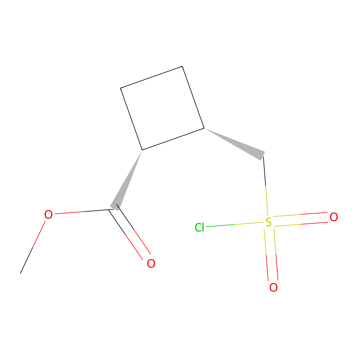 rac-methyl (1R,2S)-2-[(chlorosulfonyl)methyl]cyclobutane-1-carboxylate molecular structure, CAS 2753329-18-7
