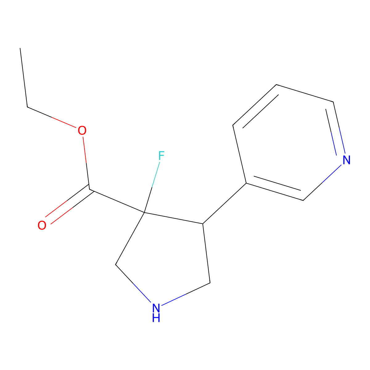 rac-ethyl (3R,4R)-3-fluoro-4-(pyridin-3-yl)pyrrolidine-3-carboxylate molecular structure, CAS 2753329-49-4