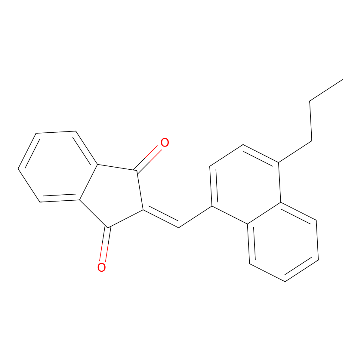 2-(4-Propyl-naphthalen-1-ylmethylene)-indan-1,3-dione molecular structure, CAS 27534-00-5