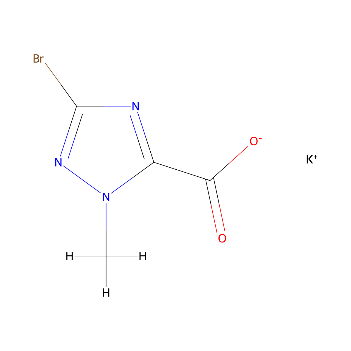 Potassium 5-bromo-2-methyl-1,2,4-triazole-3-carboxylate molecular structure, CAS 2753424-84-7