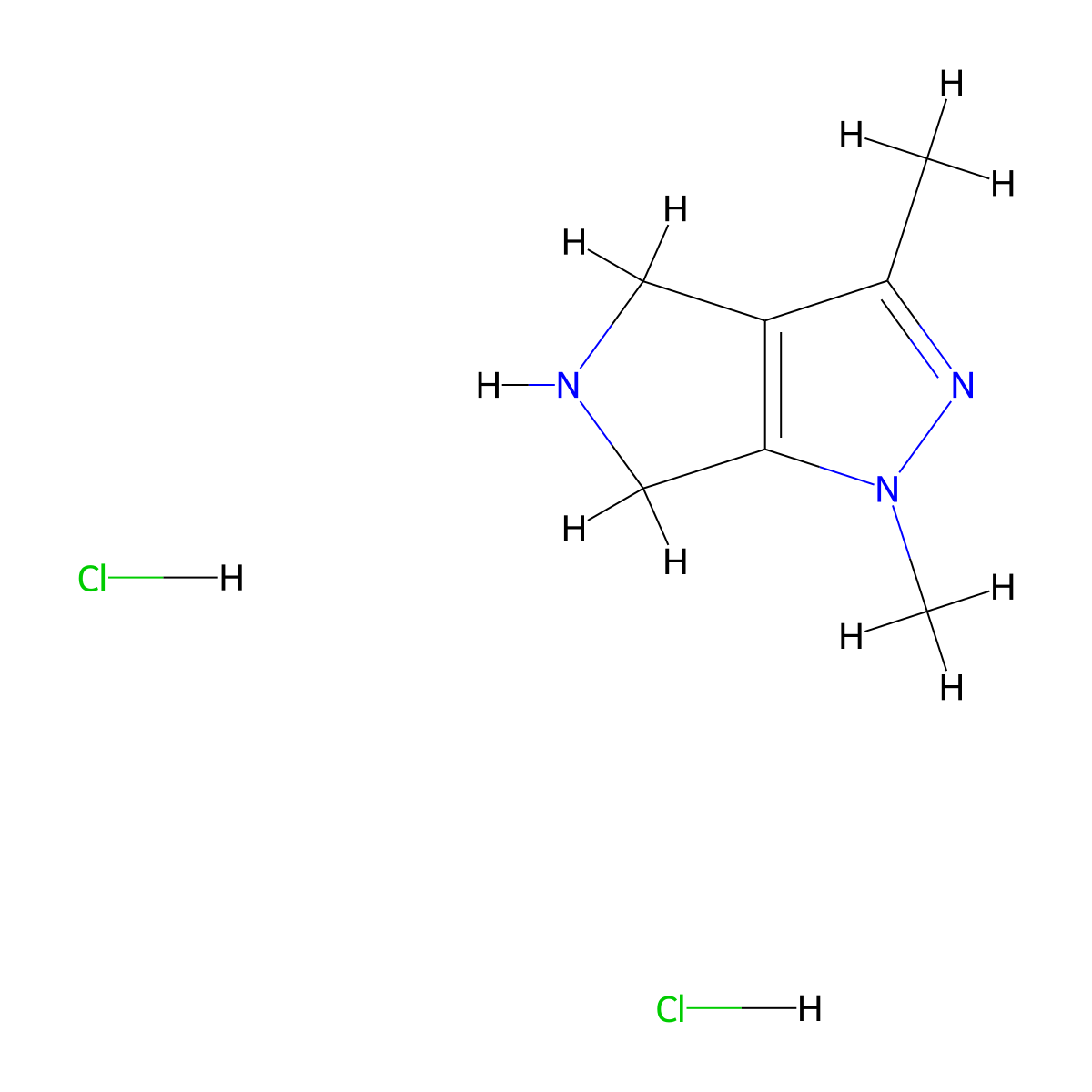 1,3-dimethyl-5,6-dihydro-4H-pyrrolo[3,4-c]pyrazole;dihydrochloride molecular structure, CAS 2753455-95-5
