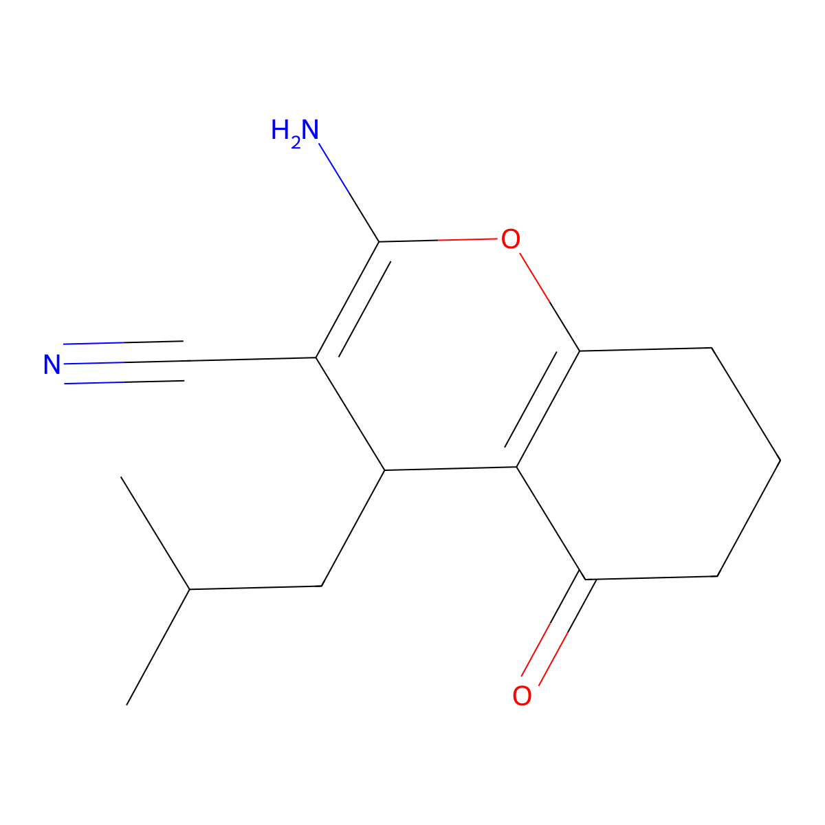 2-Amino-4-isobutyl-5-oxo-5,6,7,8-tetrahydro-4H-chromene-3-carbonitrile molecular structure, CAS 275360-58-2