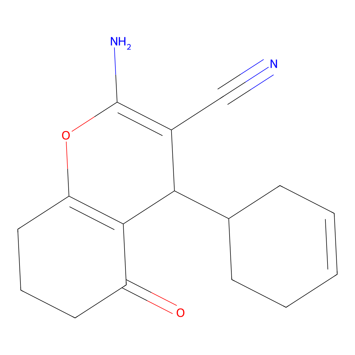 2-amino-4-(cyclohex-3-en-1-yl)-5-oxo-5,6,7,8-tetrahydro-4H-chromene-3-carbonitrile molecular structure, CAS 275360-60-6