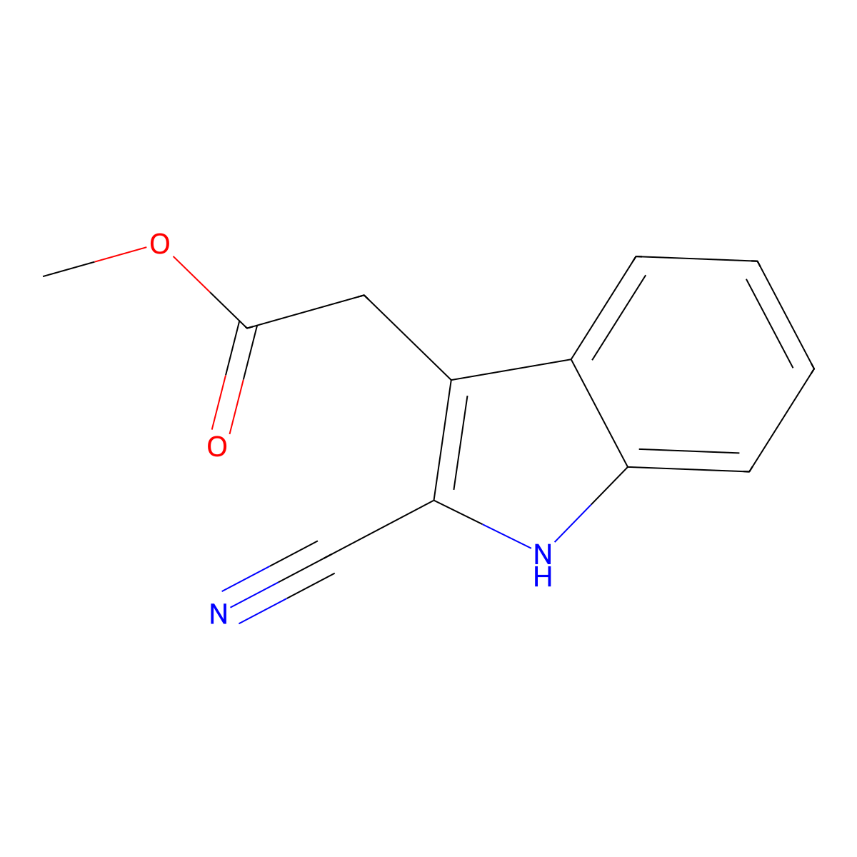 Methyl 2-(2-cyano-1H-indol-3-yl)acetate molecular structure, CAS 275361-74-5
