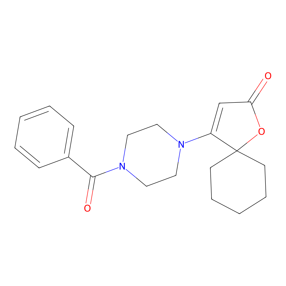 4-[4-(Phenylcarbonyl)piperazin-1-yl]-1-oxaspiro[4.5]dec-3-en-2-one molecular structure, CAS 275363-24-1