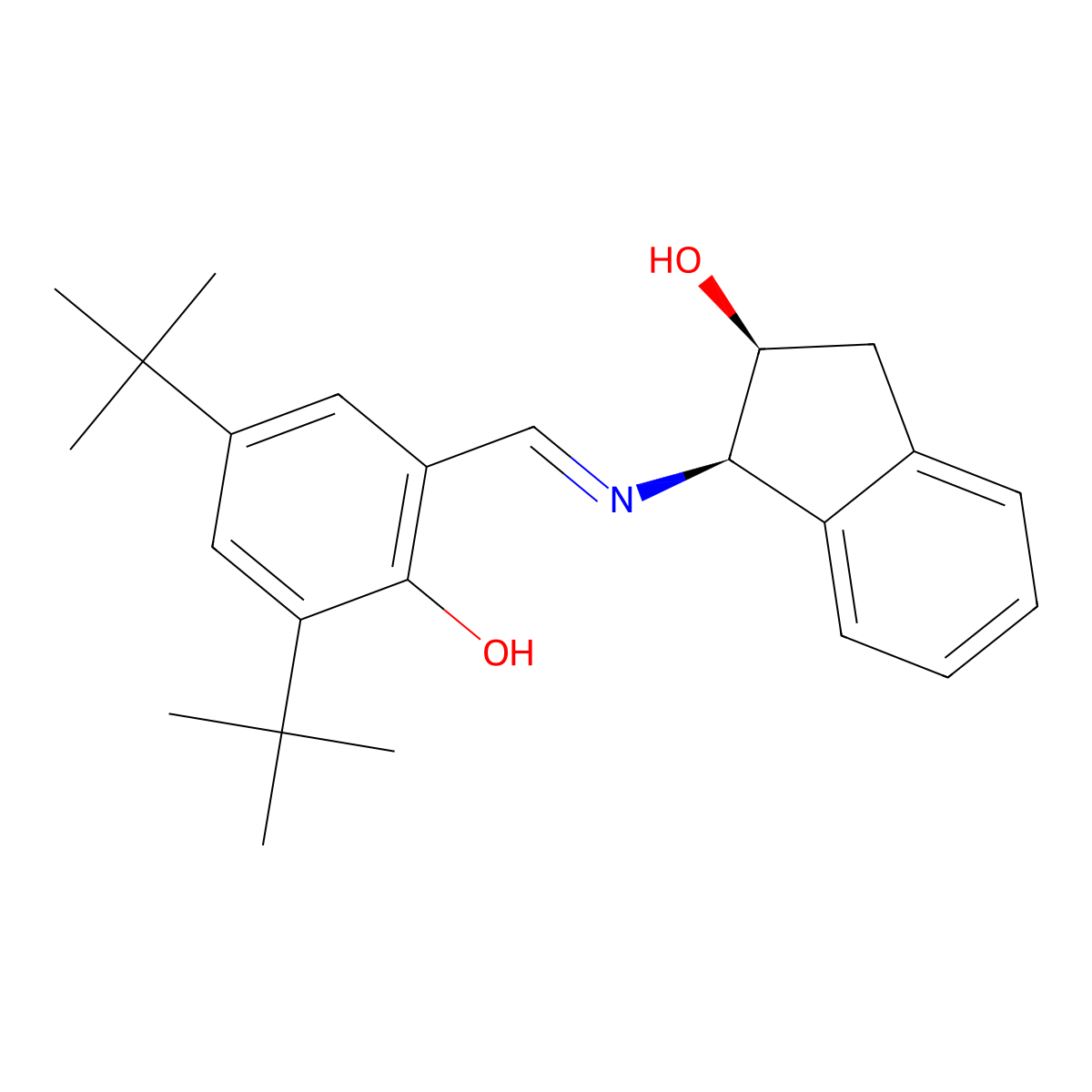(1R,2S)-1-(((3,5-Bis(1,1-dimethylethyl)-2-hydroxyphenyl)methylene)amino)-2,3-dihydro-1H-inden-2-ol molecular structure, CAS 275374-67-9