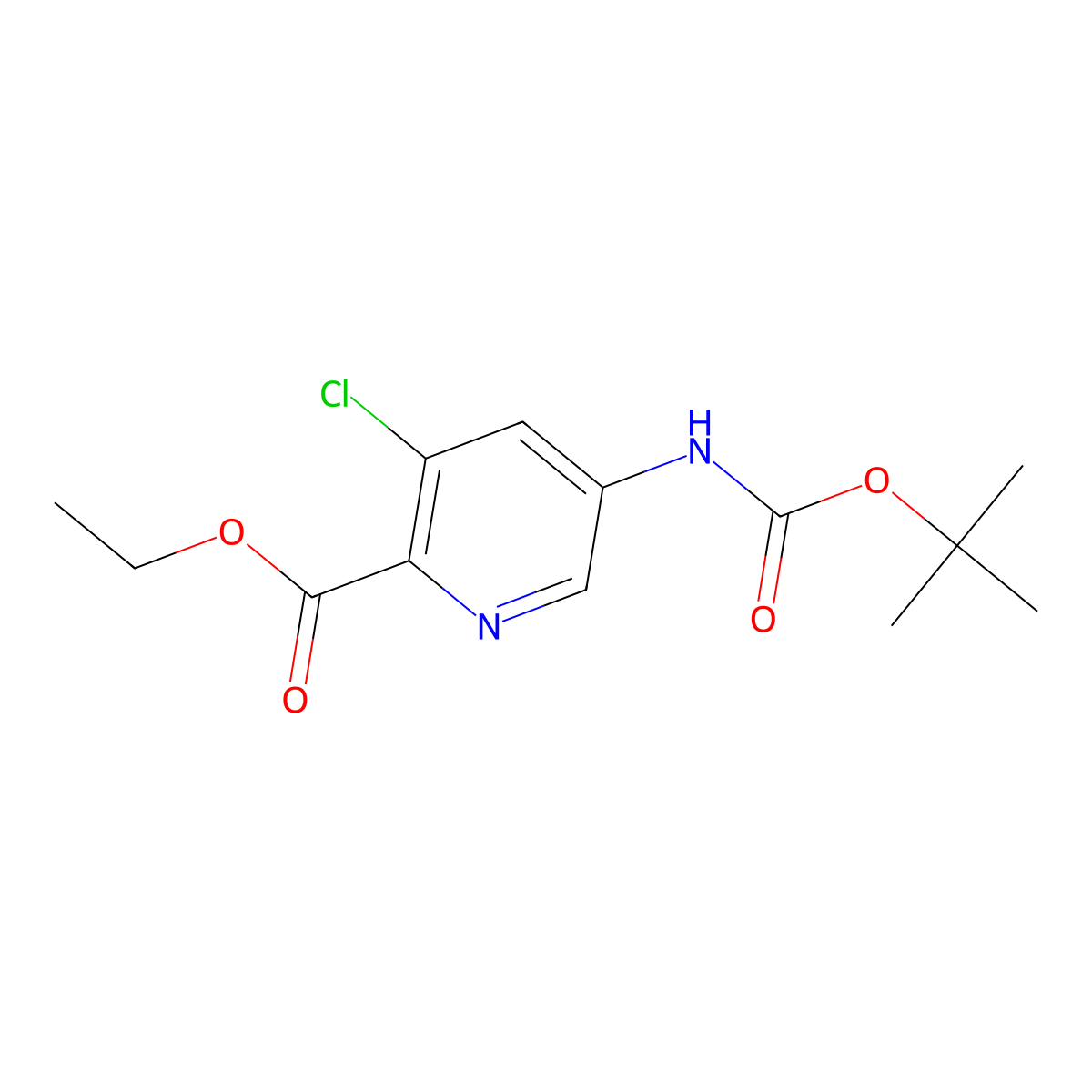 Ethyl 5-((tert-butoxycarbonyl)amino)-3-chloropicolinate molecular structure, CAS 275383-97-6
