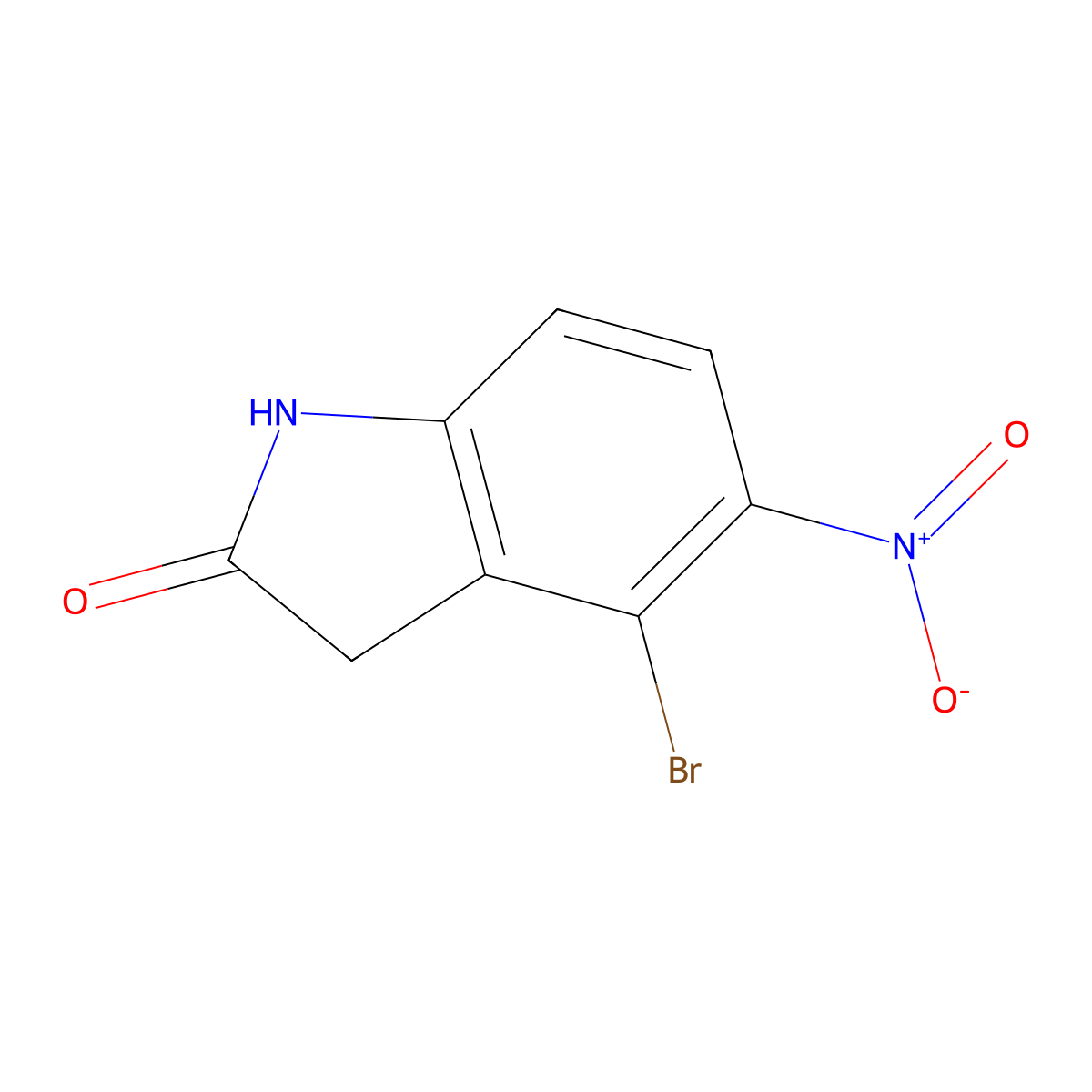 4-bromo-5-nitro-2,3-dihydro-1H-indol-2-one molecular structure, CAS 275386-81-7