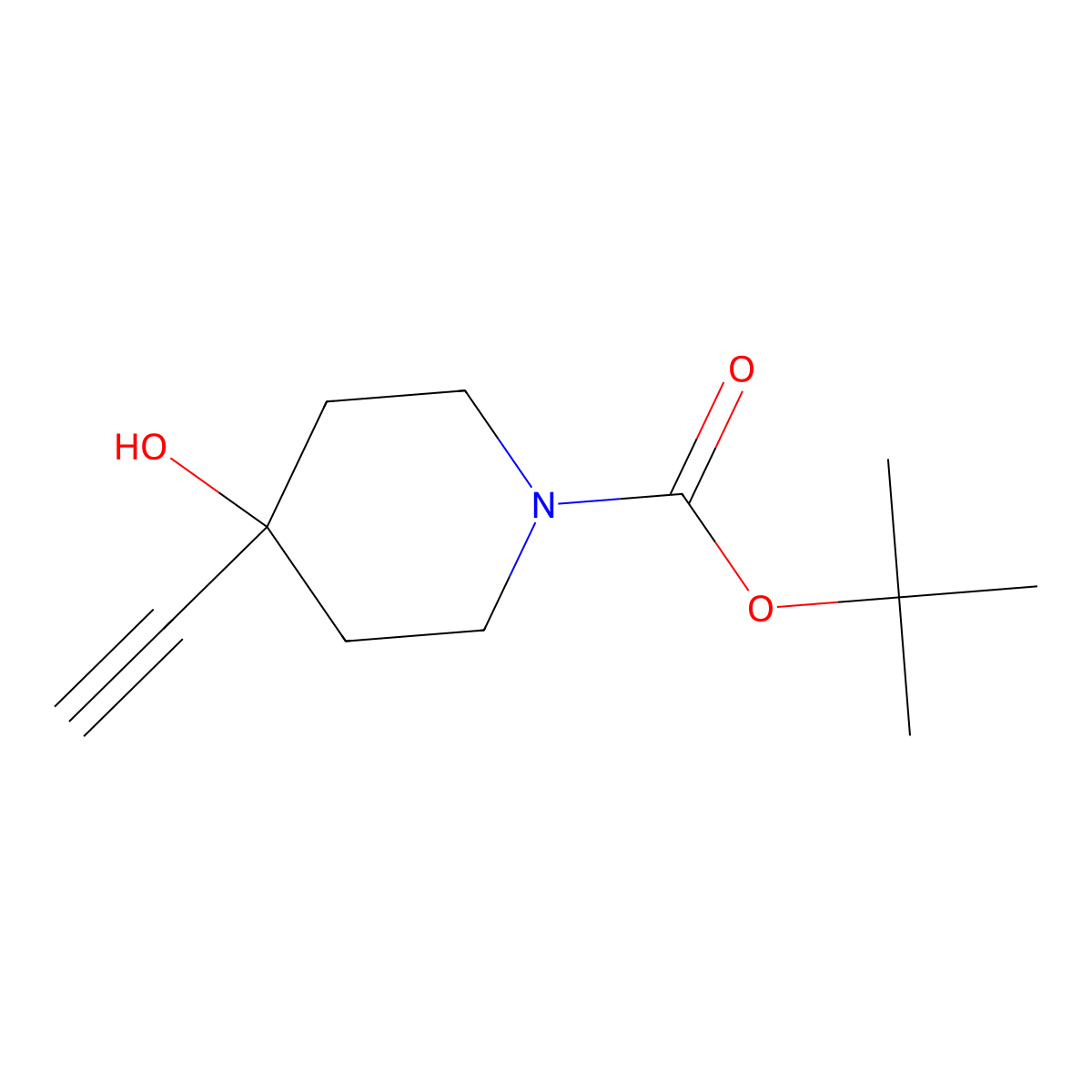 Tert-butyl 4-ethynyl-4-hydroxypiperidine-1-carboxylate molecular structure, CAS 275387-83-2
