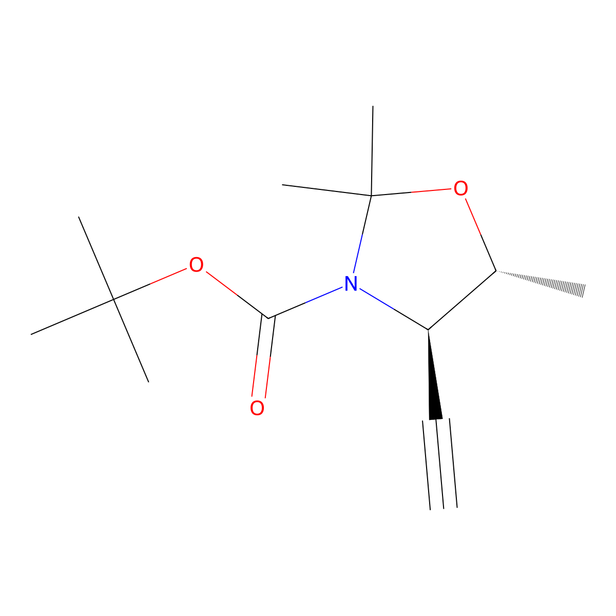 tert-butyl (4R,5R)-4-ethynyl-2,2,5-trimethyl-1,3-oxazolidine-3-carboxylate molecular structure, CAS 275387-85-4