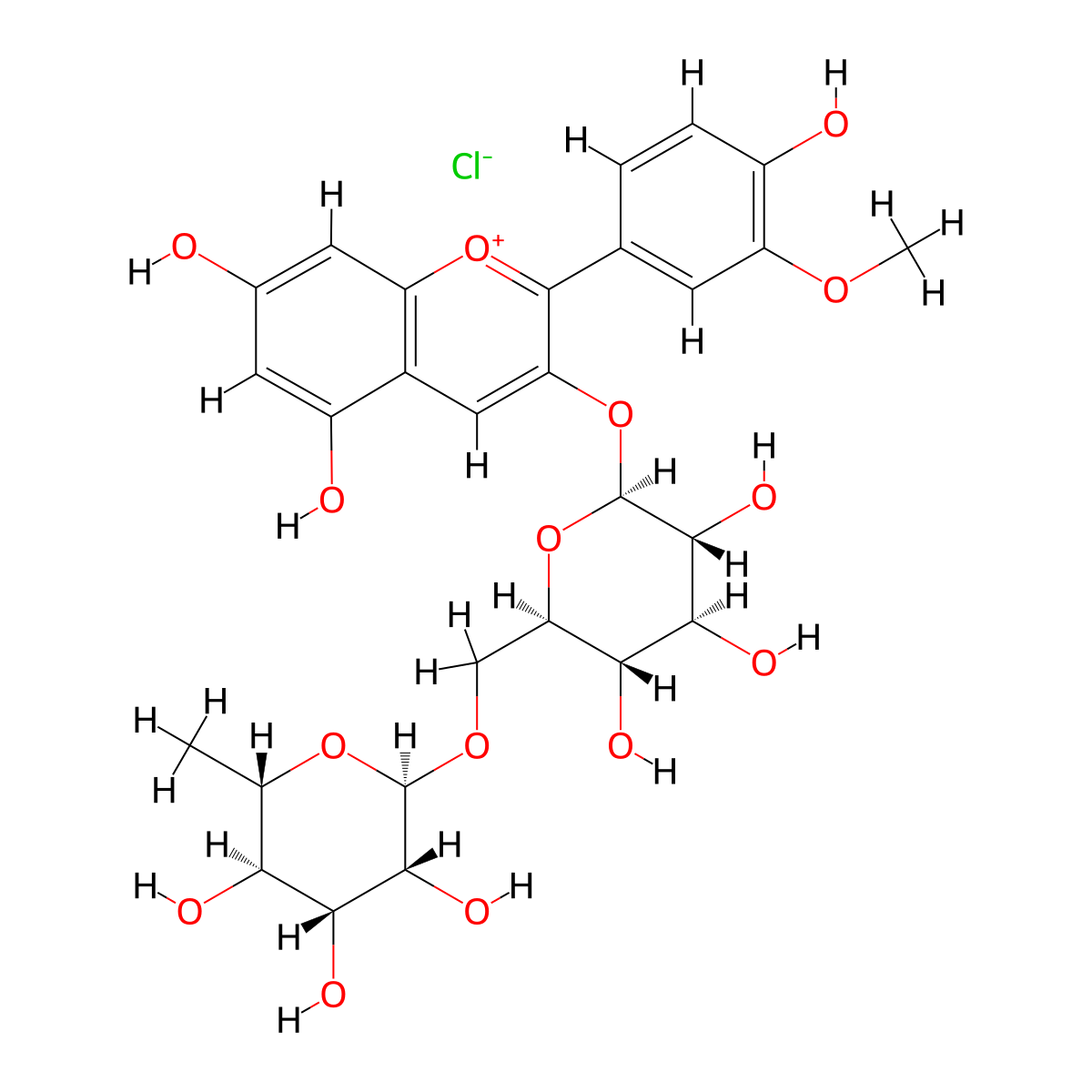 Peonidin 3-rutinoside molecular structure, CAS 27539-32-8