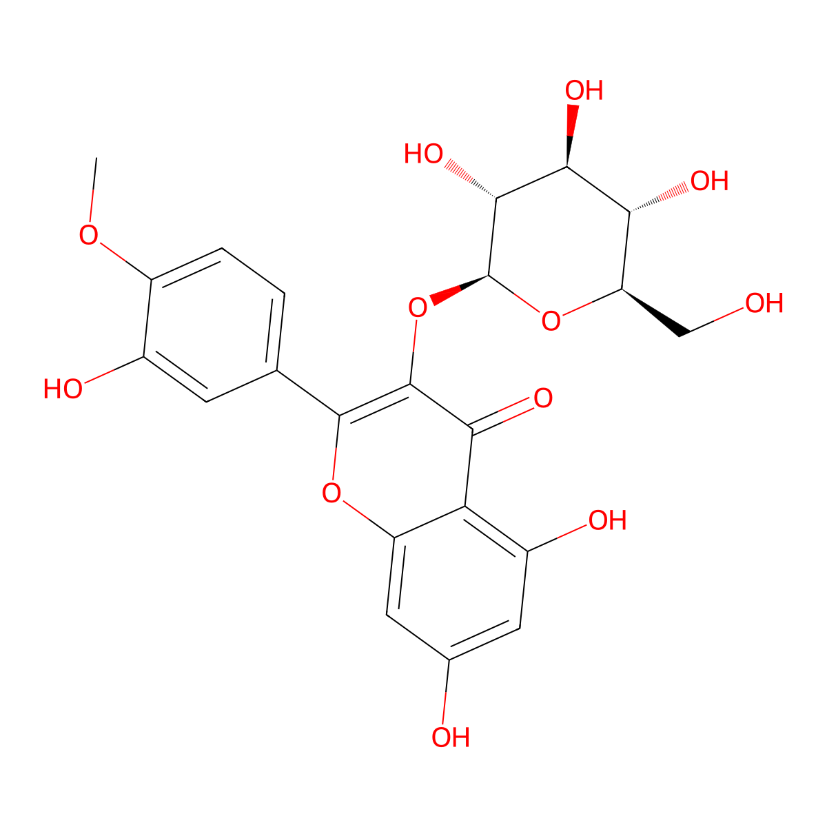 5,7-Dihydroxy-2-(3-hydroxy-4-methoxyphenyl)-3-((2S,3R,4S,5S,6R)-3,4,5-trihydroxy-6-(hydroxymethyl)oxan-2-yl)oxychromen-4-one molecular structure, CAS 27542-39-8
