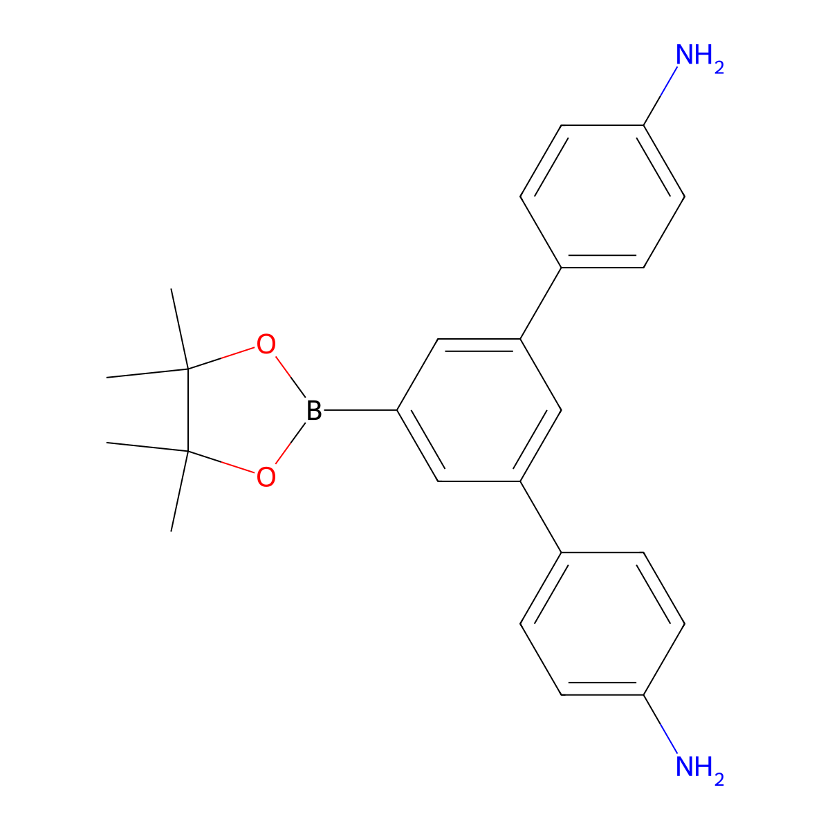 5'-(4,4,5,5-Tetramethyl-1,3,2-dioxaborolan-2-yl)-[1,1':3',1''-terphenyl]-4,4''-diamine molecular structure, CAS 2754262-59-2