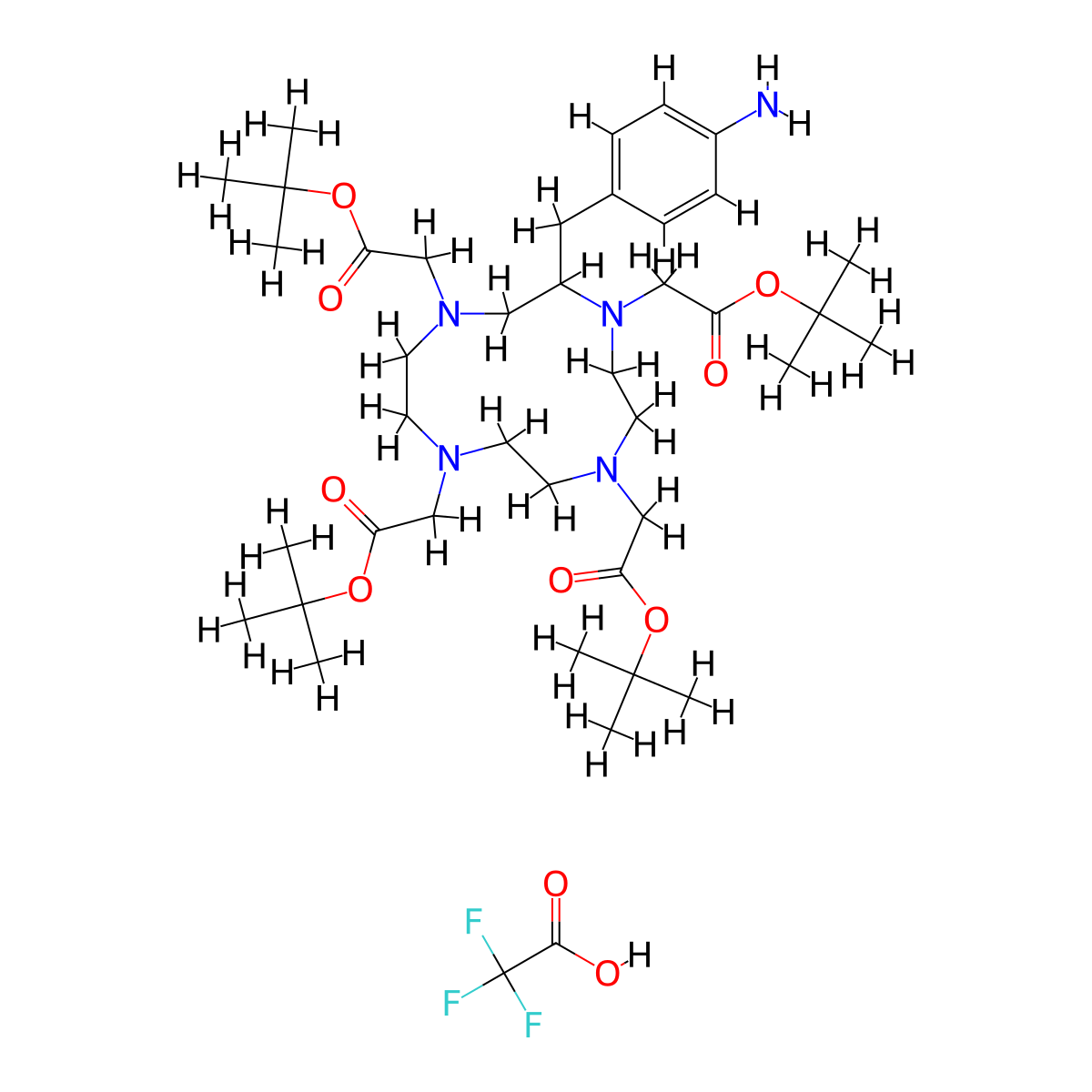 (S)-Tetra-tert-butyl 2,2',2'',2'''-(2-(4-aminobenzyl)-1,4,7,10-tetraazacyclododecane-1,4,7,10-tetrayl)tetraacetate 2,2,2-trifluoroacetate(1:x) molecular structure, CAS 2754372-85-3