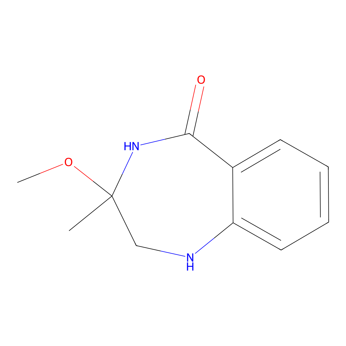 3-methoxy-3-methyl-2,4-dihydro-1H-1,4-benzodiazepin-5-one molecular structure, CAS 27545-03-5