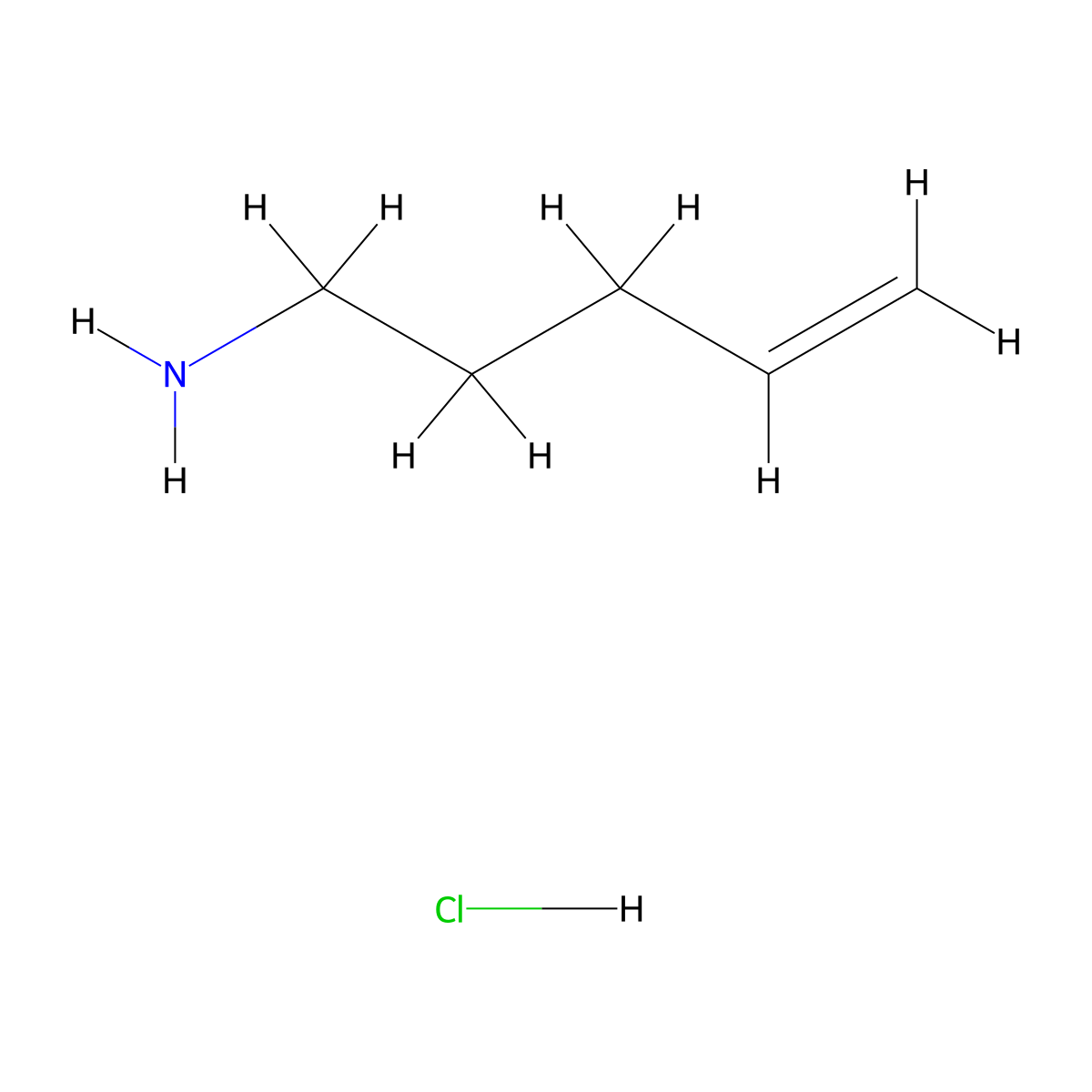 Pent-4-en-1-amine hydrochloride molecular structure, CAS 27546-60-7