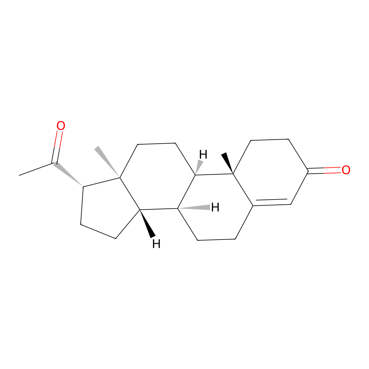 (9beta,10alpha)-Pregn-4-ene-3,20-dione molecular structure, CAS 2755-10-4