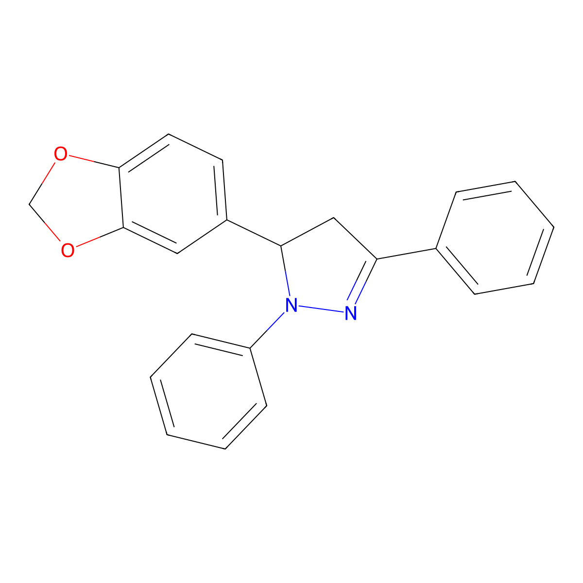 3-(1,3-Benzodioxol-5-yl)-2,5-diphenyl-3,4-dihydropyrazole molecular structure, CAS 2755-74-0