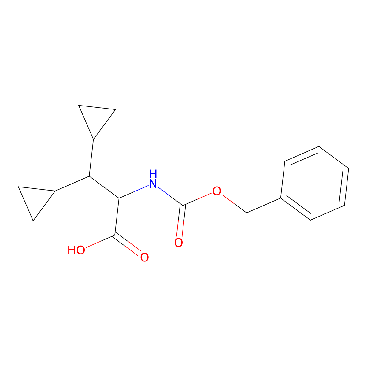 (S)-2-(((Benzyloxy)carbonyl)amino)-3,3-dicyclopropylpropanoic acid molecular structure, CAS 2755148-69-5