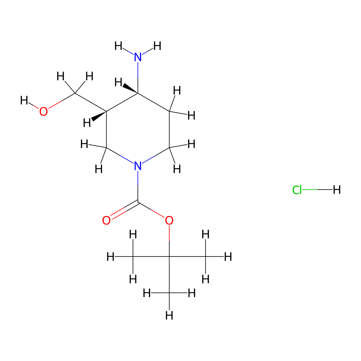 (3S,4R)-1-Boc-4-amino-3-hydroxymethyl-piperidine HCl molecular structure, CAS 2755330-76-6