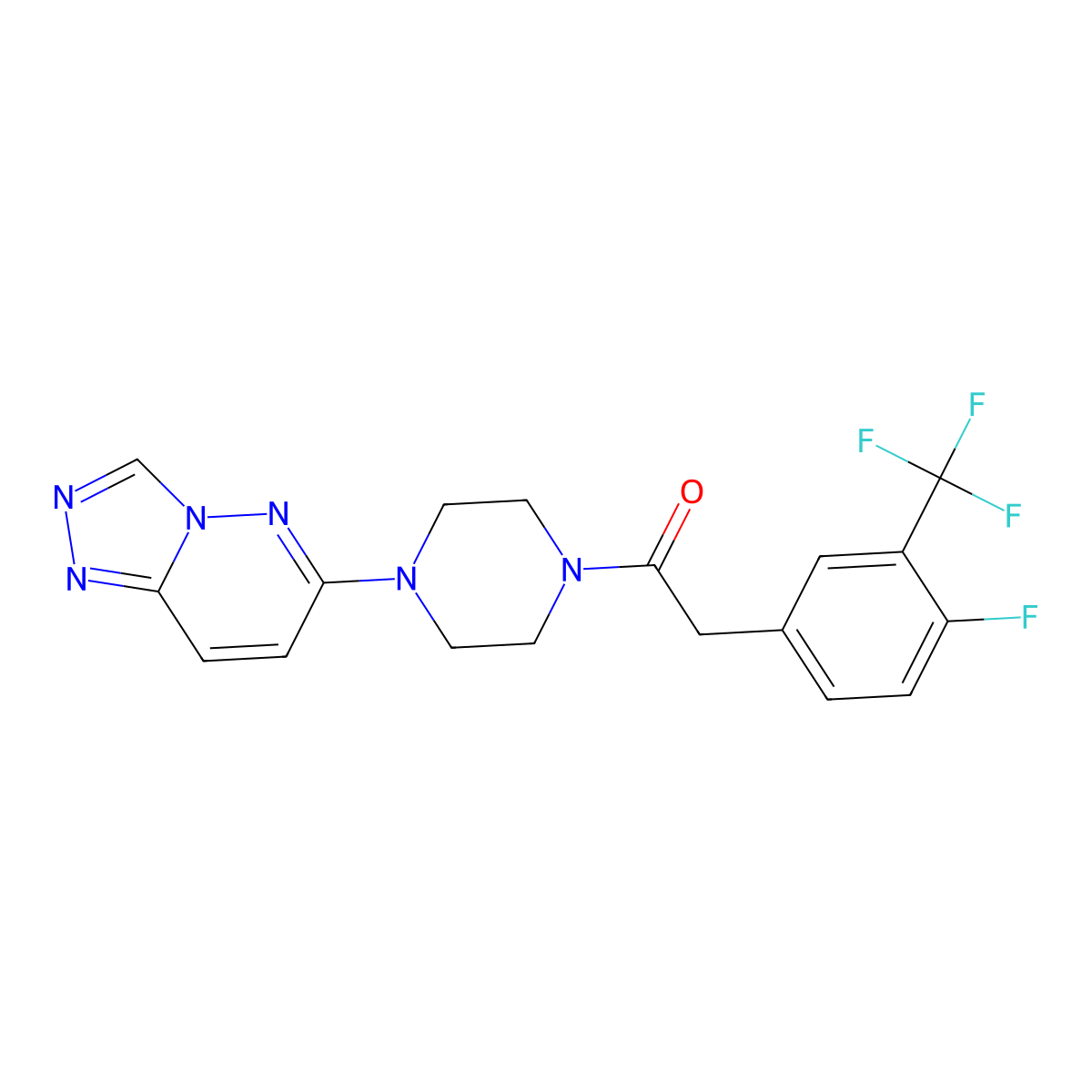 2-[4-Fluoro-3-(trifluoromethyl)phenyl]-1-[4-([1,2,4]triazolo[4,3-b]pyridazin-6-yl)piperazin-1-yl]ethanone molecular structure, CAS 2755451-45-5