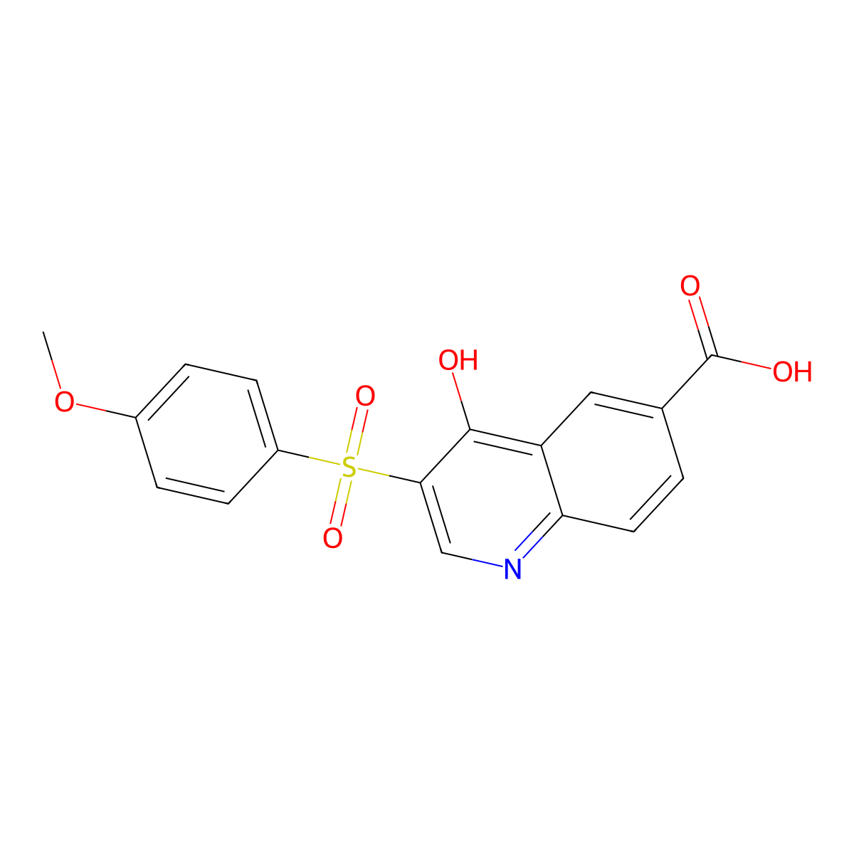 4-Hydroxy-3-(4-methoxybenzenesulfonyl)quinoline-6-carboxylic acid molecular structure, CAS 2755644-55-2