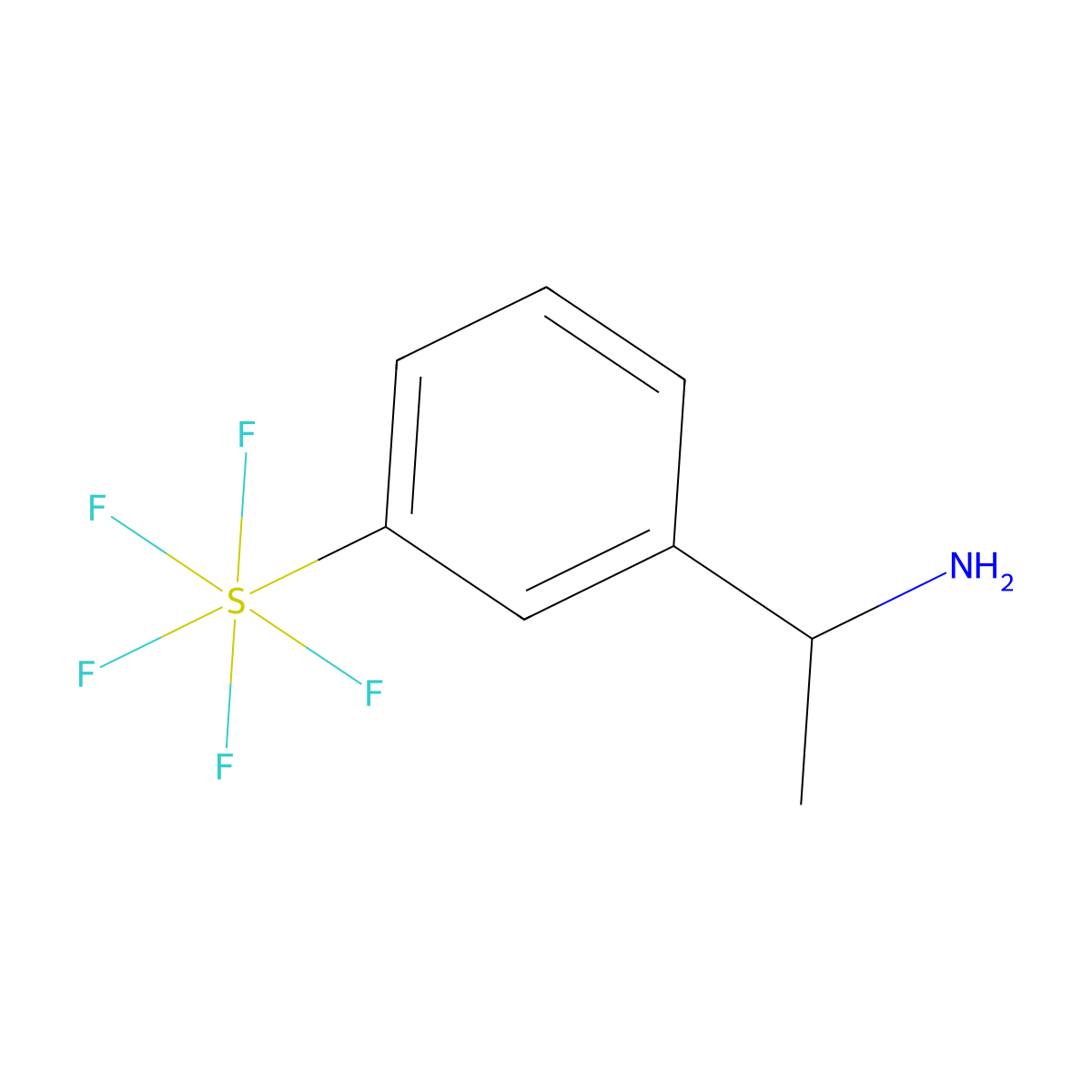 (R)-1-(3-(Pentafluoro-l6-sulfaneyl)phenyl)ethan-1-amine molecular structure, CAS 2755677-30-4