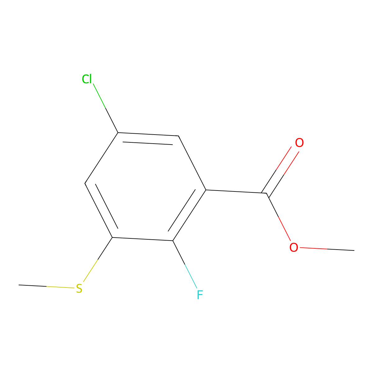 Methyl 5-chloro-2-fluoro-3-(methylthio)benzoate molecular structure, CAS 2755716-64-2