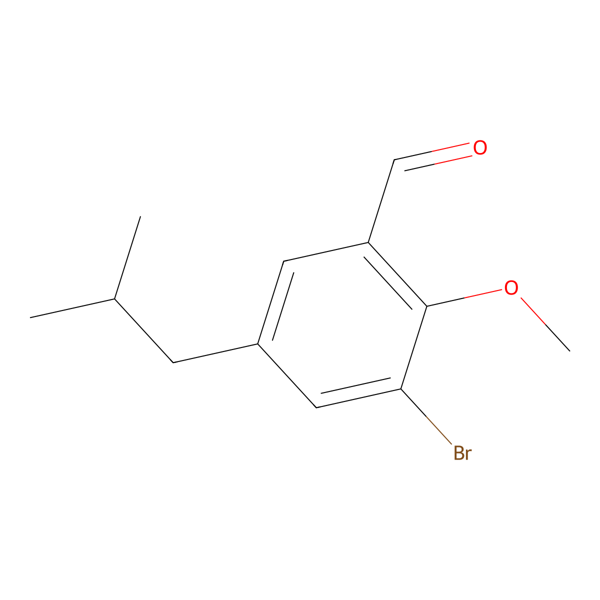 3-Bromo-5-isobutyl-2-methoxybenzaldehyde molecular structure, CAS 2755716-67-5