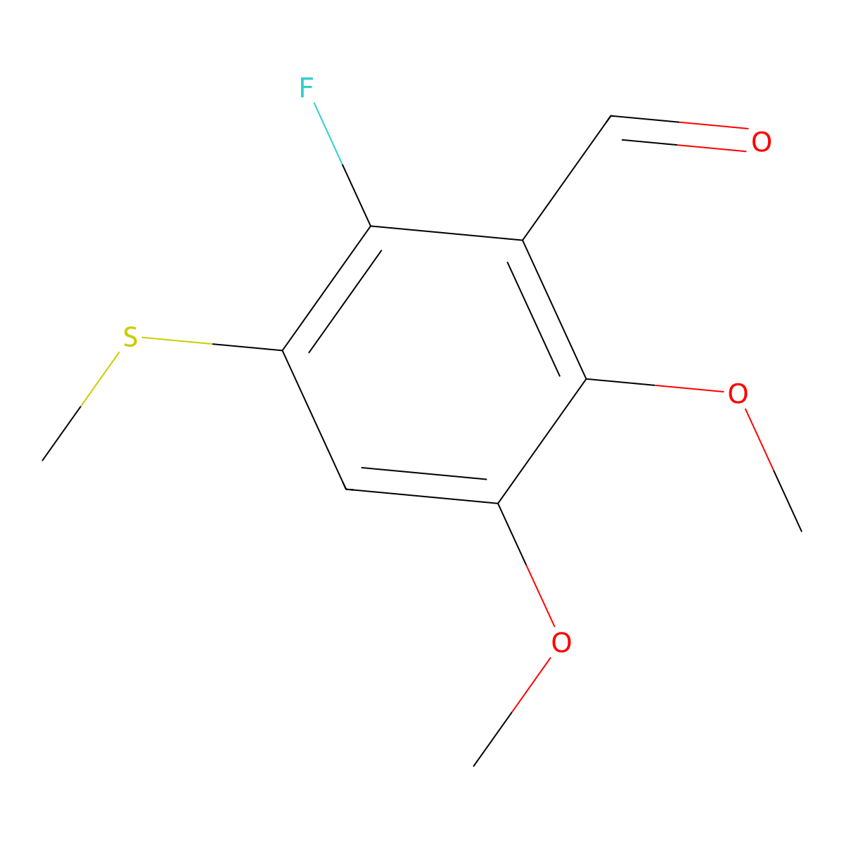 2-Fluoro-5,6-dimethoxy-3-(methylthio)benzaldehyde molecular structure, CAS 2755716-78-8