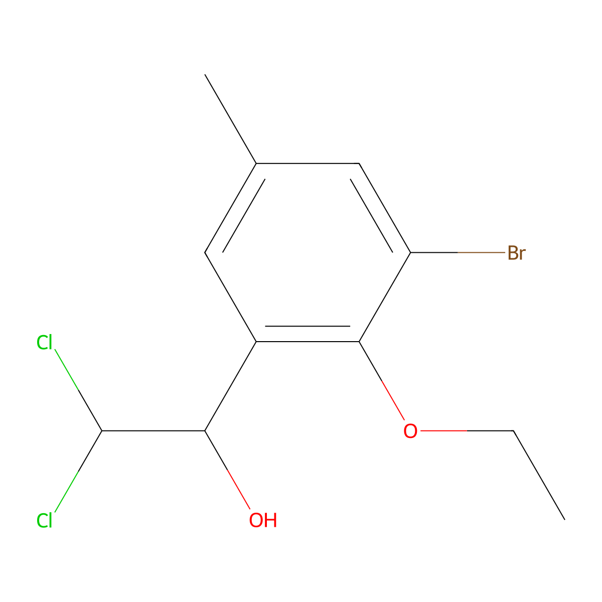 1-(3-Bromo-2-ethoxy-5-methylphenyl)-2,2-dichloroethanol molecular structure, CAS 2755716-84-6