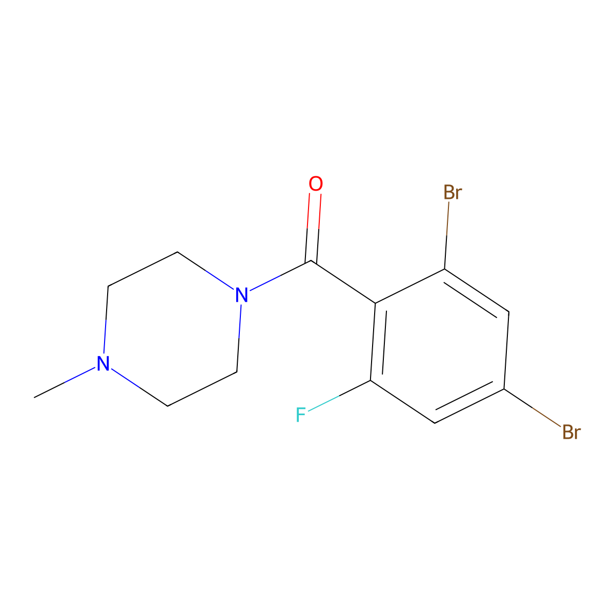 (2,4-Dibromo-6-fluorophenyl)(4-methylpiperazin-1-yl)methanone molecular structure, CAS 2755716-92-6