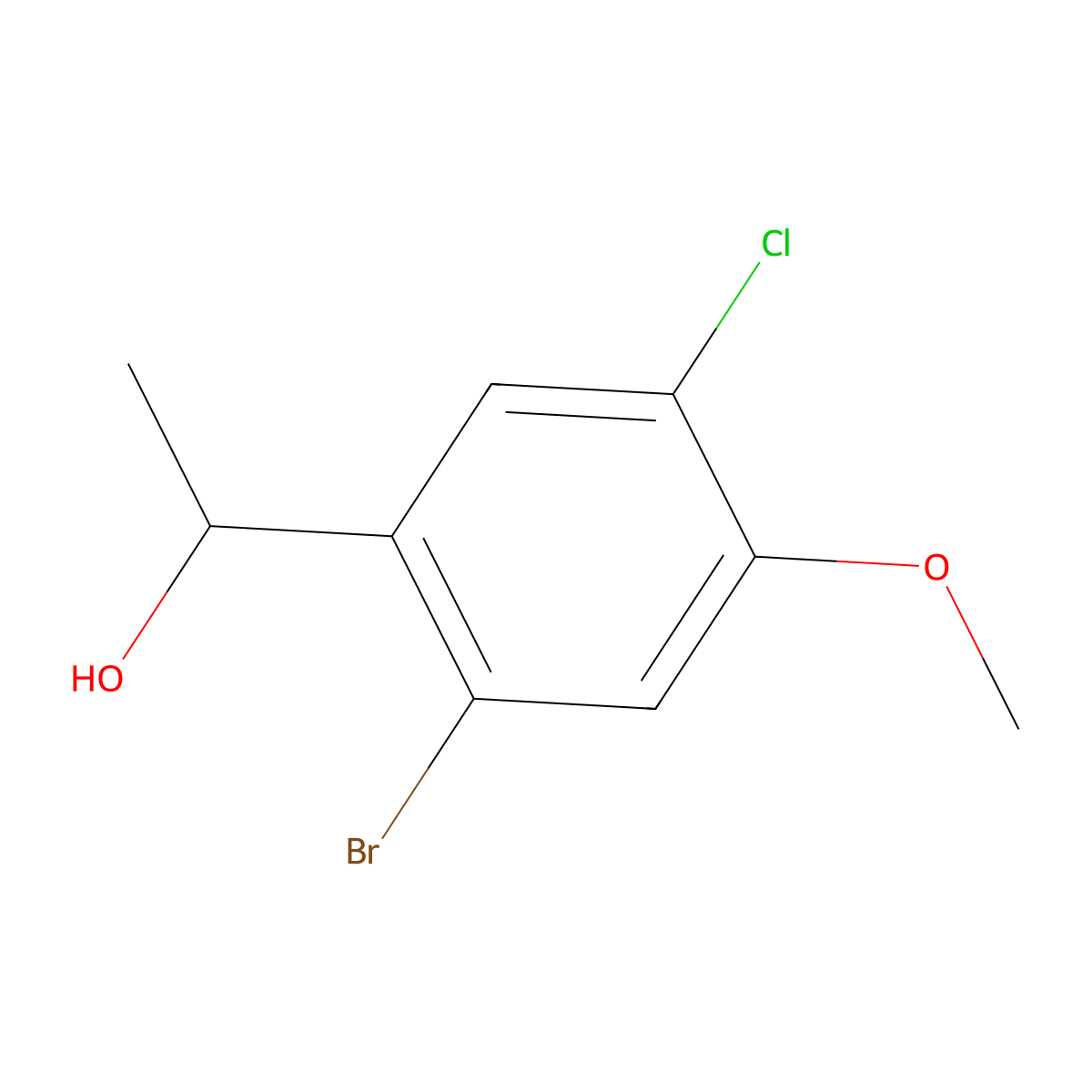 1-(2-Bromo-5-chloro-4-methoxyphenyl)ethanol molecular structure, CAS 2755716-99-3
