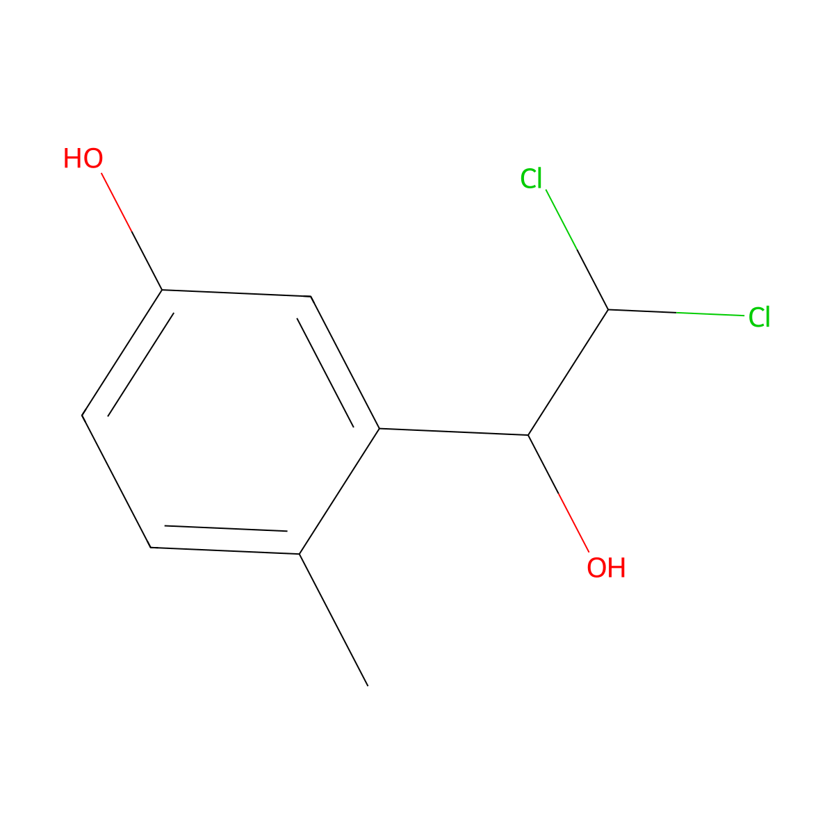 3-(2,2-Dichloro-1-hydroxyethyl)-4-methylphenol molecular structure, CAS 2755717-09-8