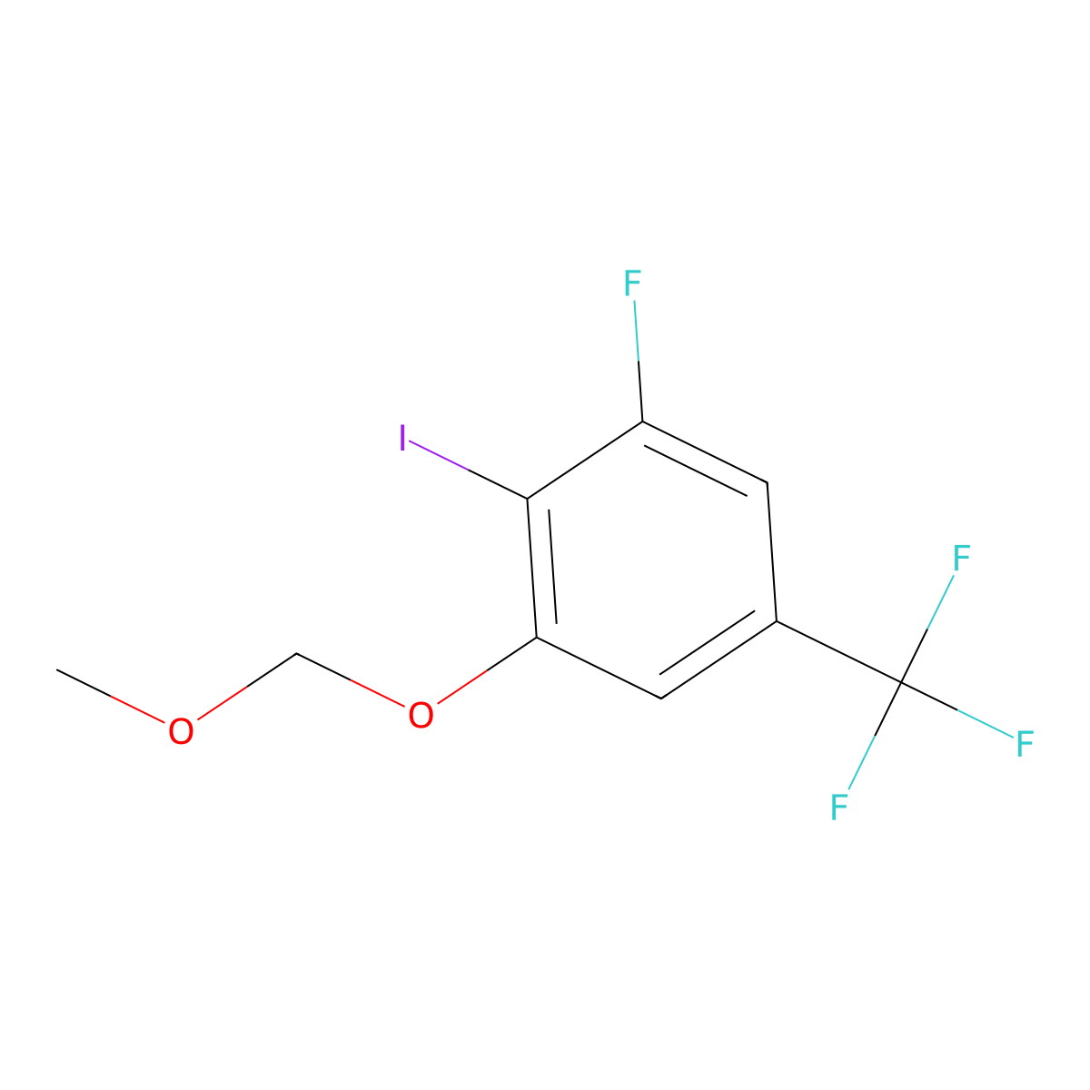1-Fluoro-2-iodo-3-(methoxymethoxy)-5-(trifluoromethyl)benzene molecular structure, CAS 2755717-22-5