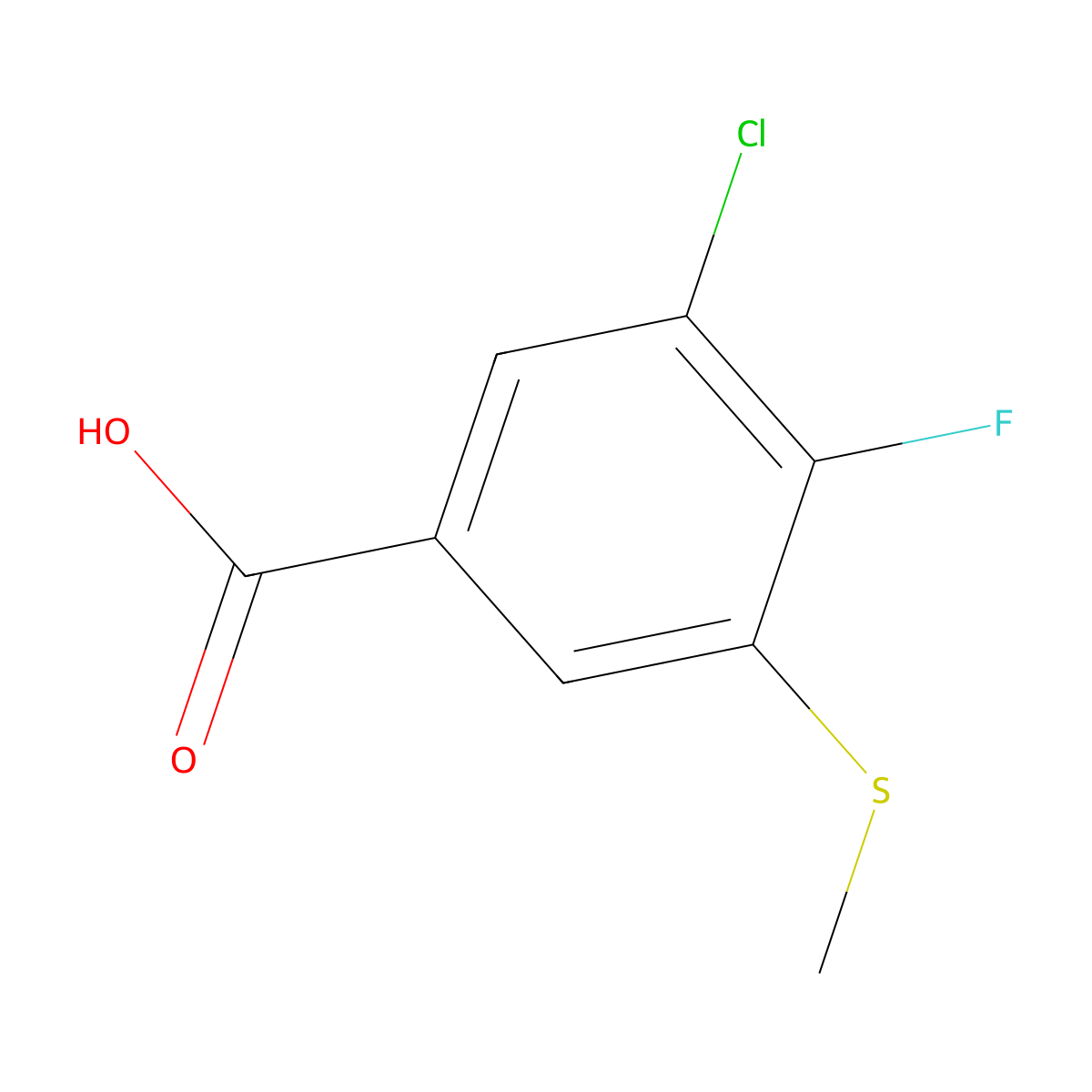 3-Chloro-4-fluoro-5-(methylthio)benzoic acid molecular structure, CAS 2755717-33-8