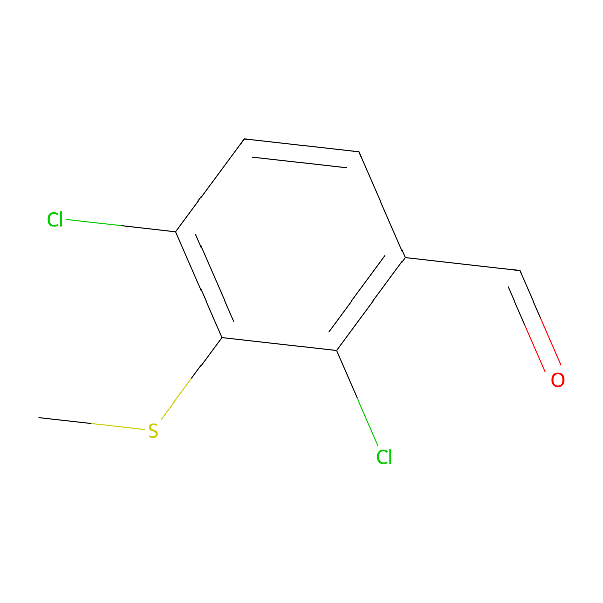 2,4-Dichloro-3-(methylthio)benzaldehyde molecular structure, CAS 2755717-34-9