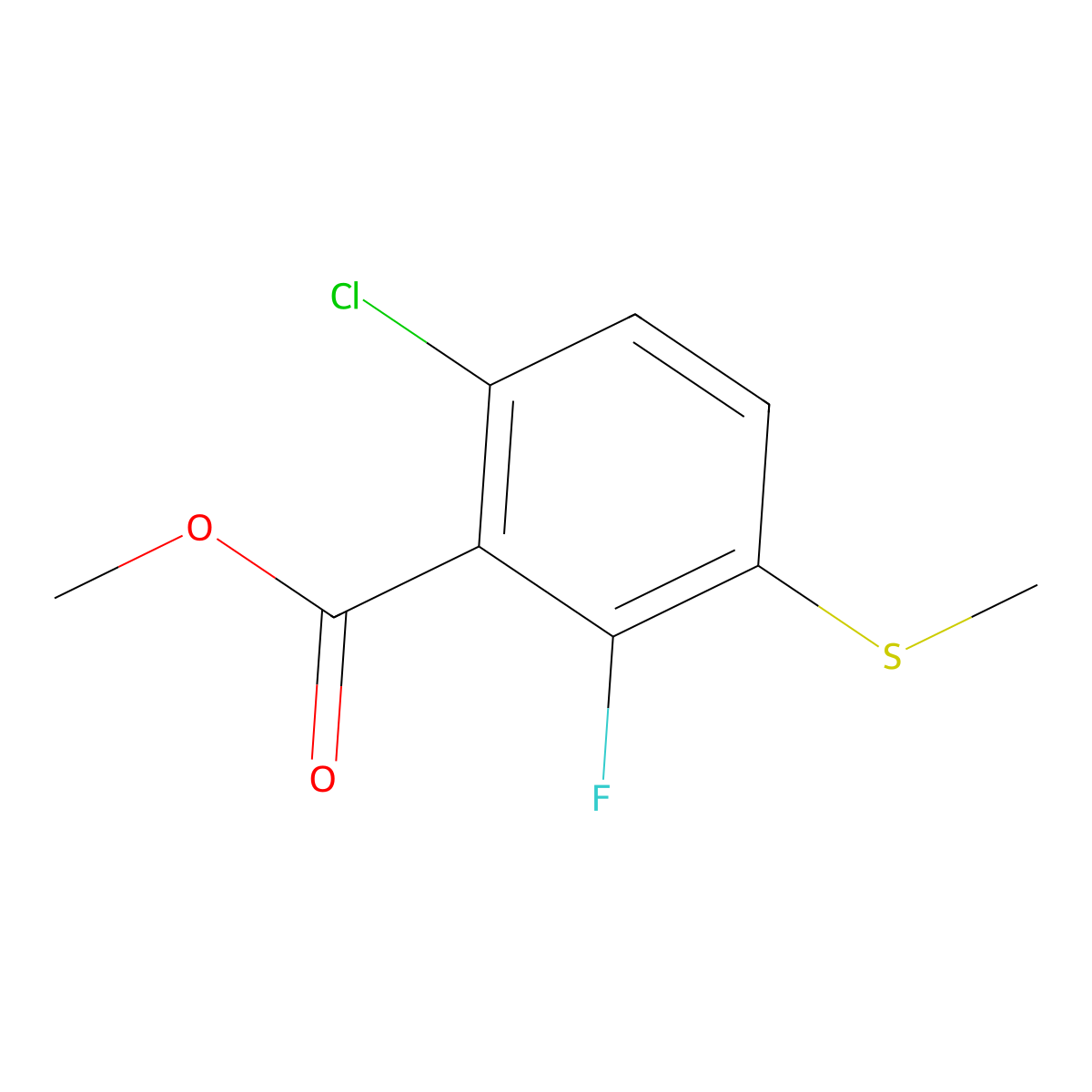 Methyl 6-chloro-2-fluoro-3-(methylthio)benzoate molecular structure, CAS 2755717-41-8