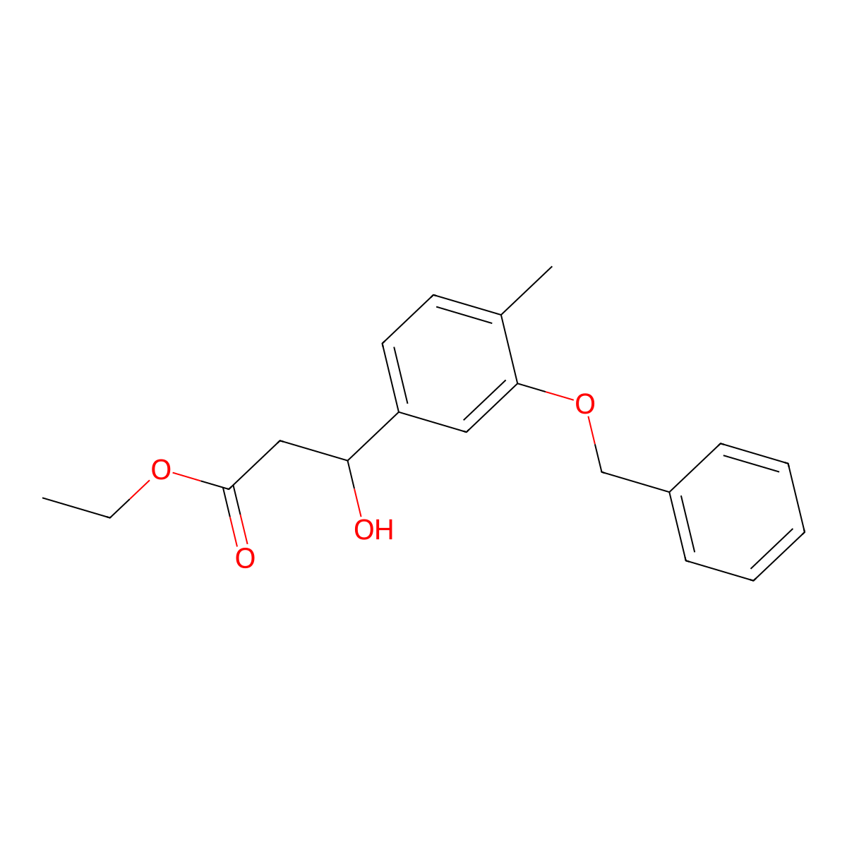 Ethyl 3-(3-(benzyloxy)-4-methylphenyl)-3-hydroxypropanoate molecular structure, CAS 2755717-59-8