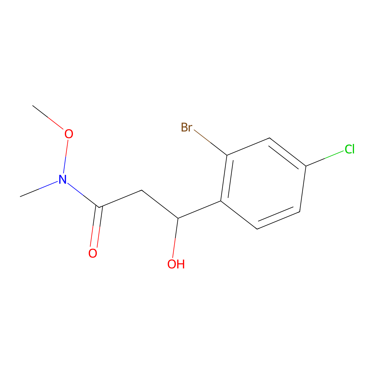 3-(2-Bromo-4-chlorophenyl)-3-hydroxy-N-methoxy-N-methylpropanamide molecular structure, CAS 2755717-61-2