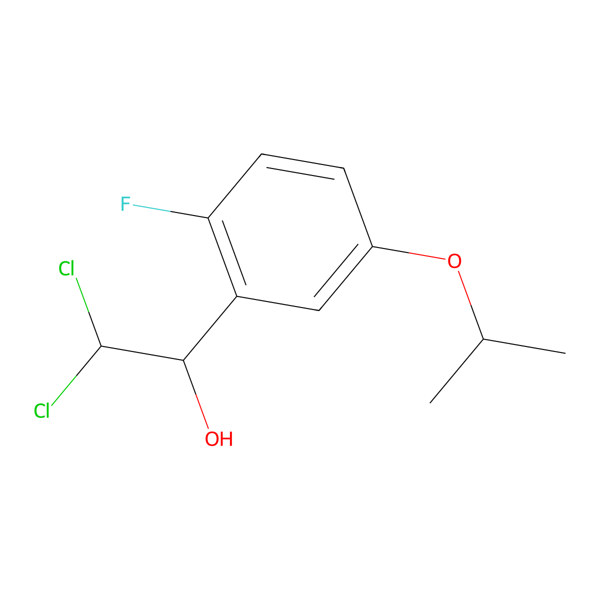 2,2-Dichloro-1-(2-fluoro-5-isopropoxyphenyl)ethanol molecular structure, CAS 2755717-79-2
