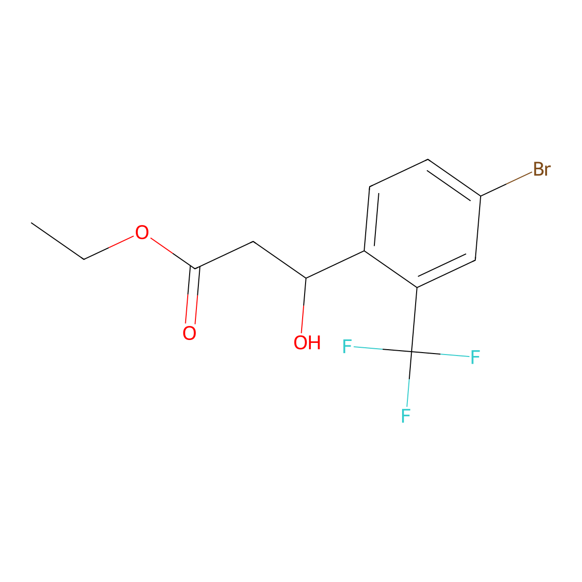 Ethyl 3-(4-bromo-2-(trifluoromethyl)phenyl)-3-hydroxypropanoate molecular structure, CAS 2755717-90-7