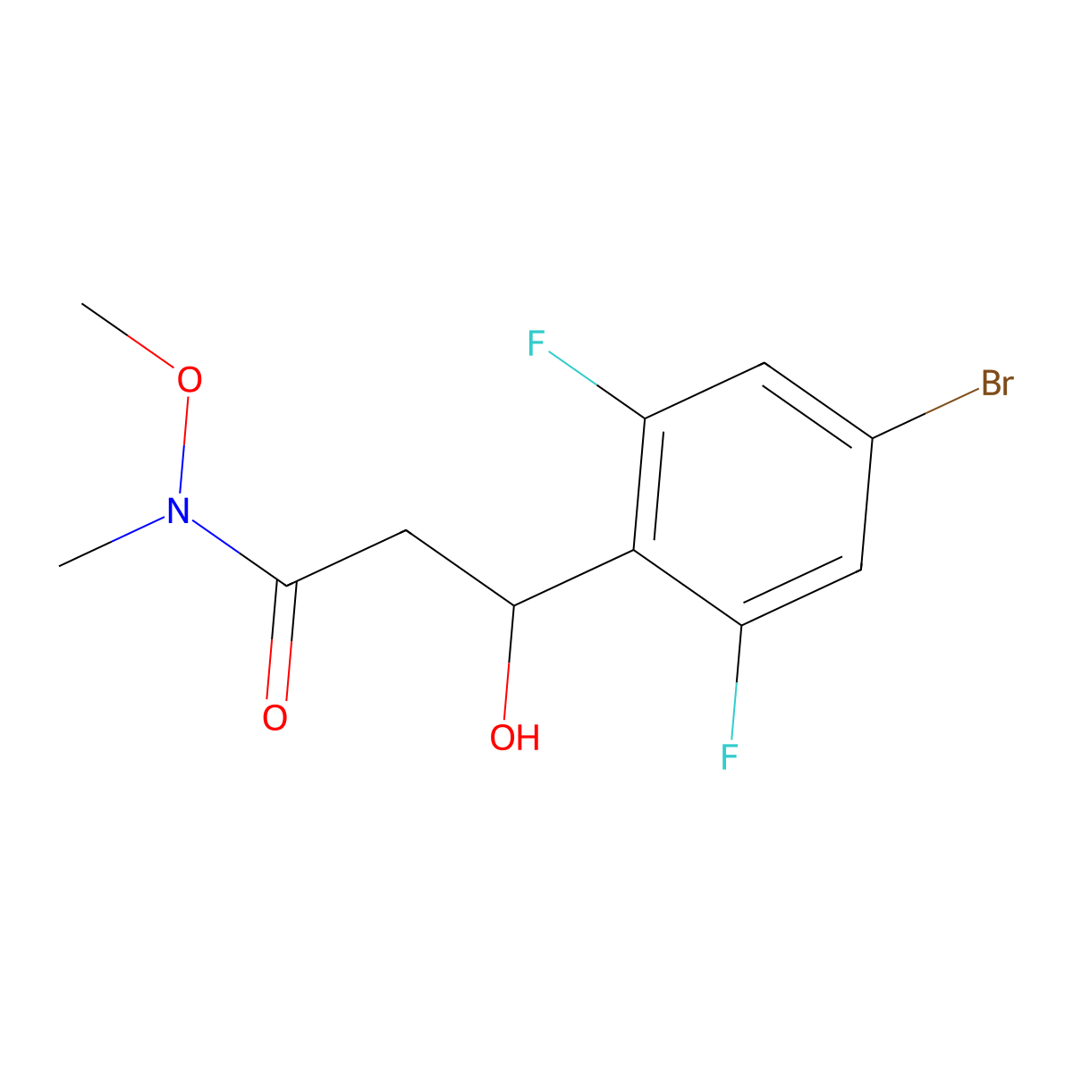 3-(4-Bromo-2,6-difluorophenyl)-3-hydroxy-N-methoxy-N-methylpropanamide molecular structure, CAS 2755718-09-1