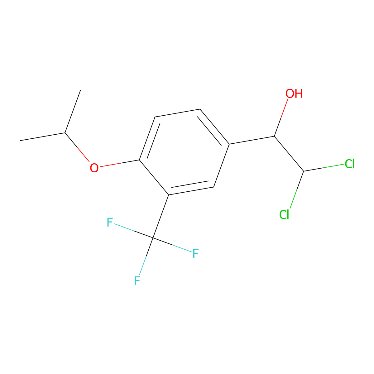 2,2-Dichloro-1-(4-isopropoxy-3-(trifluoromethyl)phenyl)ethanol molecular structure, CAS 2755718-15-9