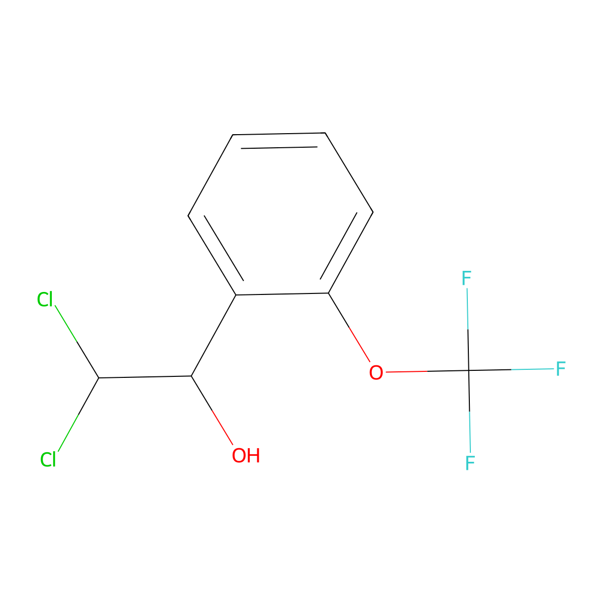 2,2-Dichloro-1-(2-(trifluoromethoxy)phenyl)ethanol molecular structure, CAS 2755718-16-0