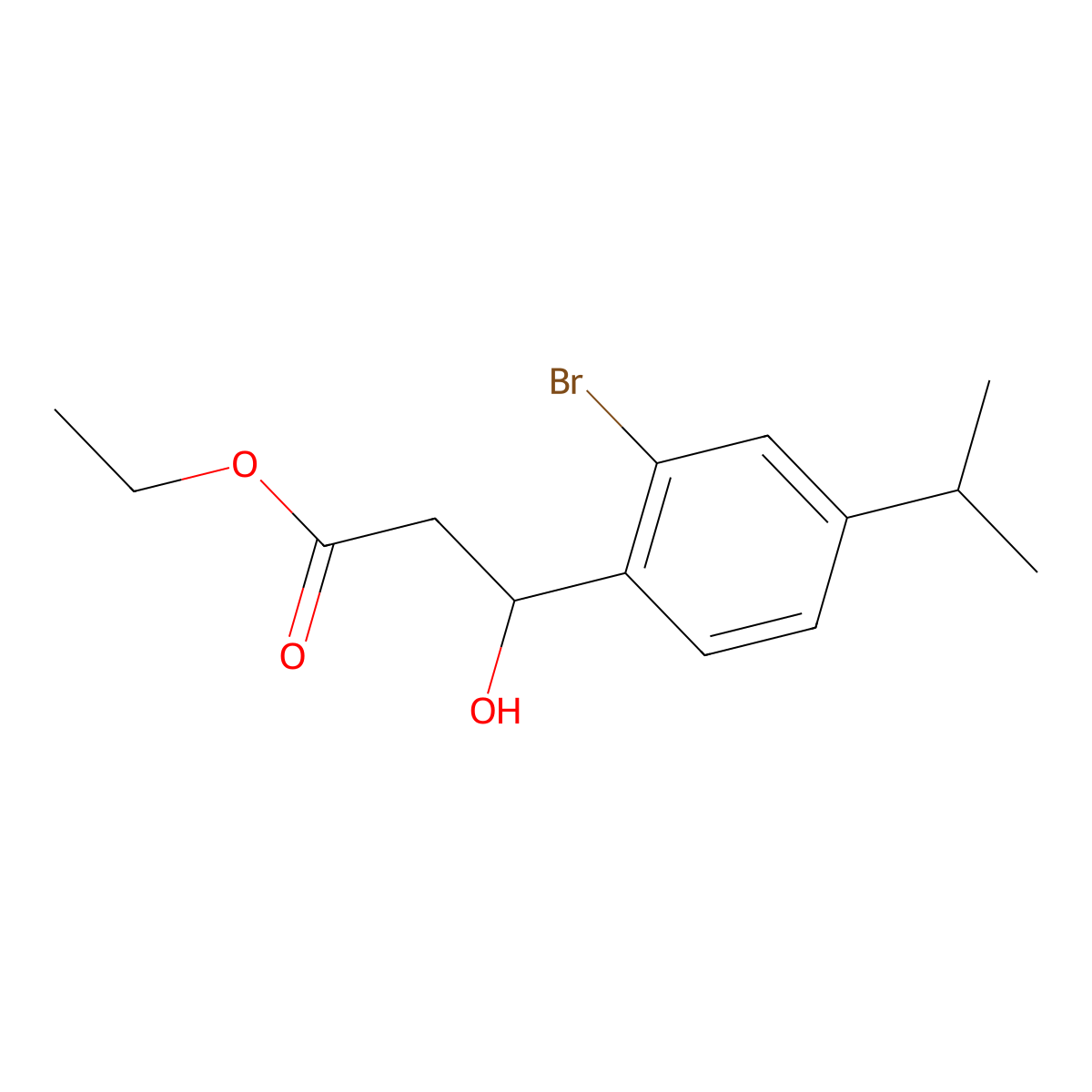 Ethyl 3-(2-bromo-4-isopropylphenyl)-3-hydroxypropanoate molecular structure, CAS 2755718-21-7